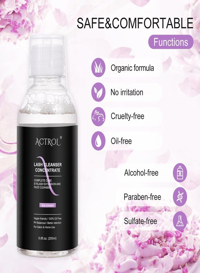 ACTROL Eyelash Cleanser Concentrate 200ml Ice Cream Professional Lash Shampoo Foaming Cleanser DIY Paraben & Sulfate Free Non-lrritating Wash for Extensions Lashes with Salon Home Care-Makes 20 Bottles - Image 2